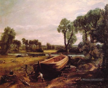 John Constable œuvres - Construction de bateaux romantique John Constable